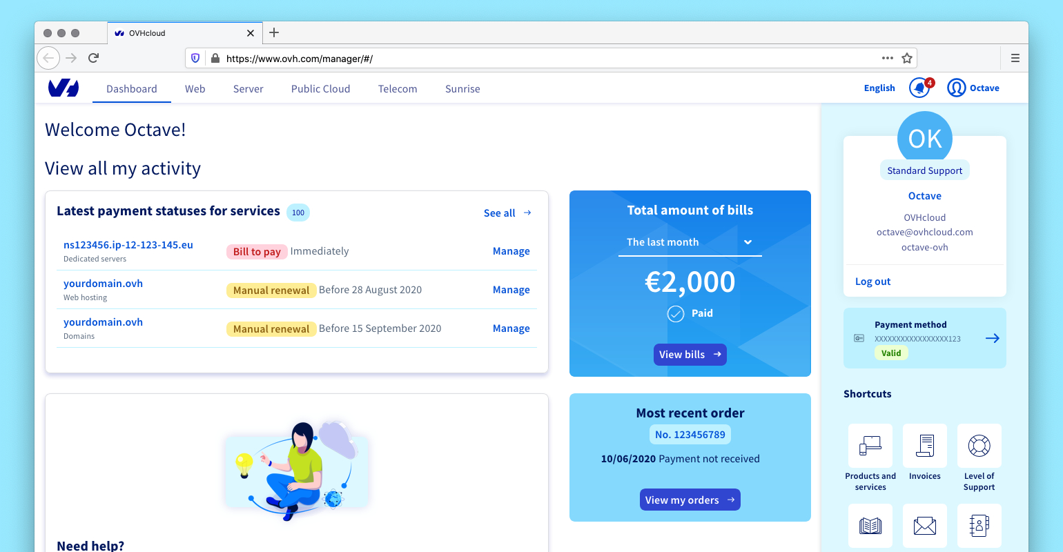 OVH Manager Dashboard